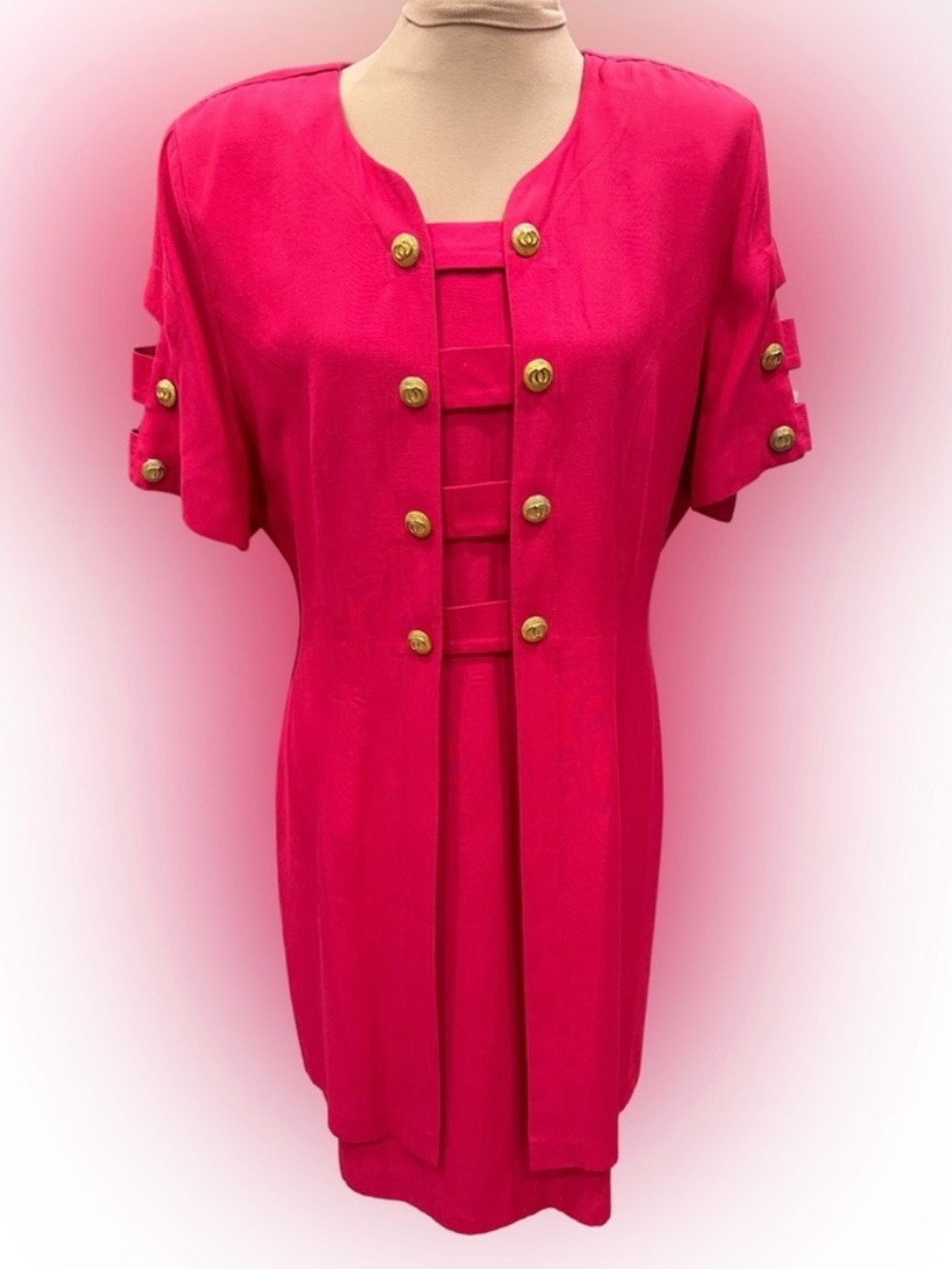 FAROUCHE BY LORI WEIDNER VINTAGE FUSCHIA DRESS 19”- 20” PTP